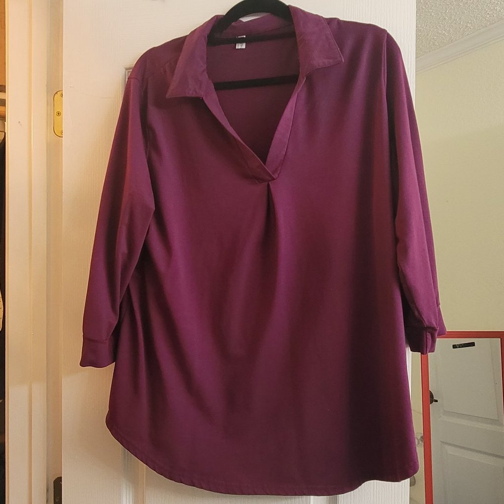 2XL plum long sleeve tshirt